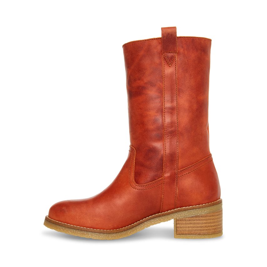 Brown Steve Madden Winny Rust Leather Women's High Boots | PH 7589KUQ